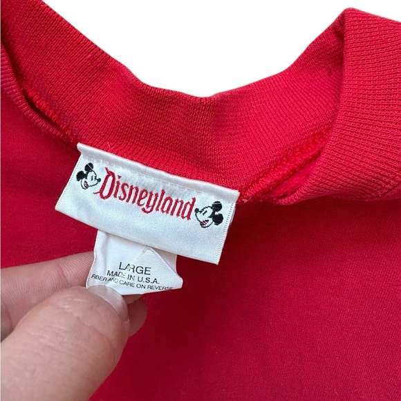 Vintage 90s Disney Land Mickey Mouse Red Crew Neck Made in USA Large - Picture 4 of 7